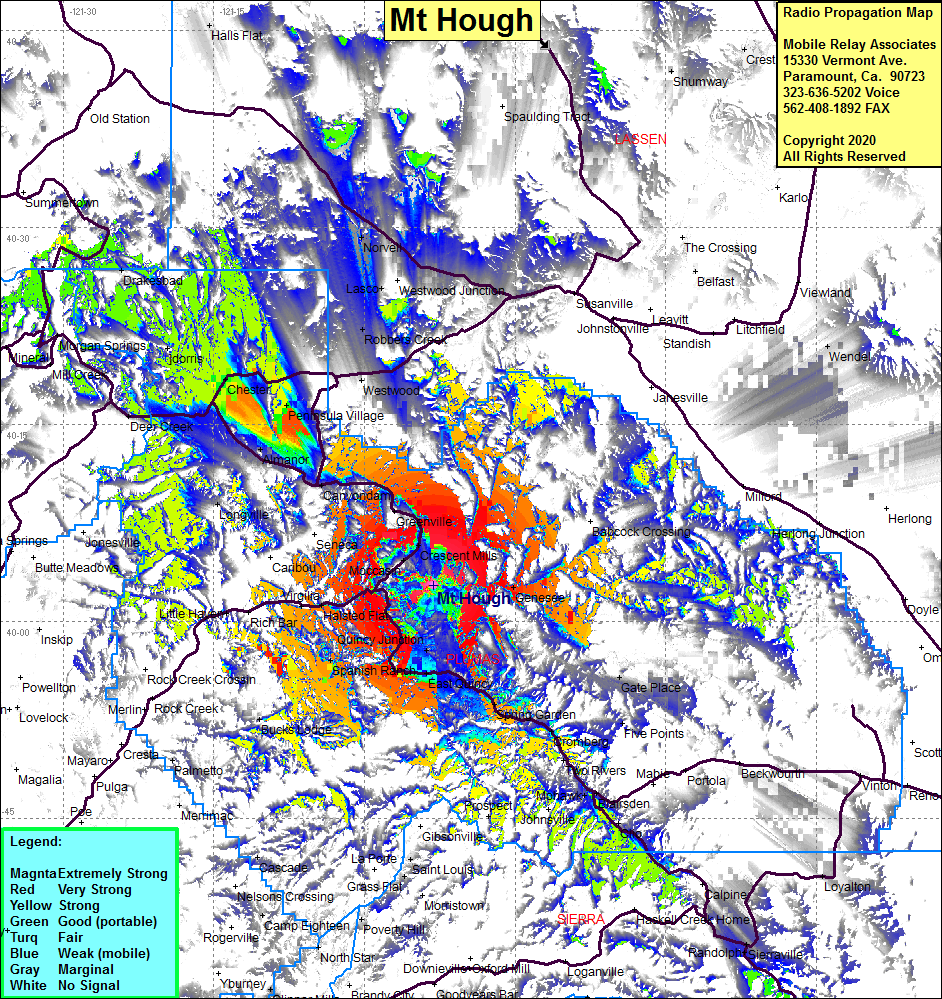 heat map radio coverage Mt Hough